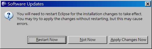 Eclipse 需要重新啟動